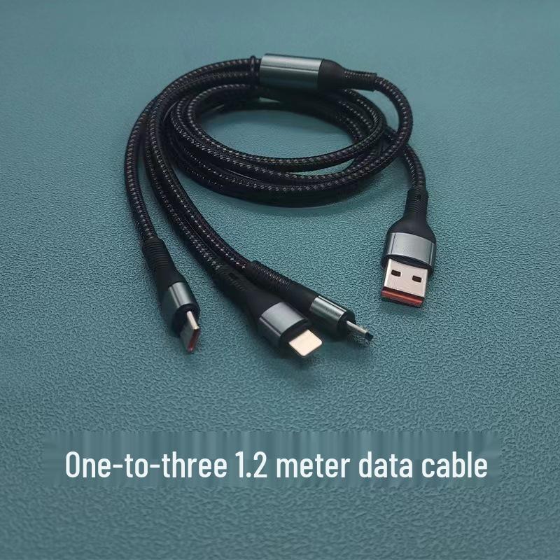 3-in-1 Fast Charging Cable: Compatible with Type-C, Micro, and Apple Lightning Devices