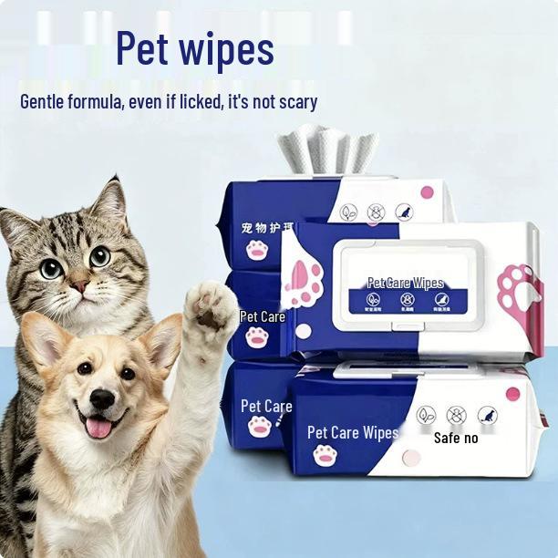 Pet Deodorizing No-Rinse Wet Wipes for Cats & Dogs - Tear Stain & Butt Cleaning Solution