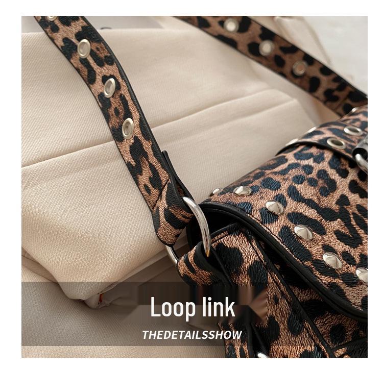 Spicy Girl Women's Studded Baguette Bag – Spring 2025 Motorcycle-Style Shoulder & Crossbody Design