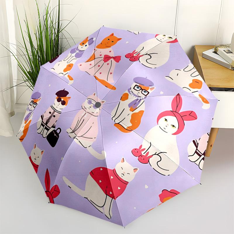 

1pc Cat Fashion Automatic Folding Umbrella - Portable Collapsible Design, 8-Rib Iron Frame, Durable Fabric yy251125007