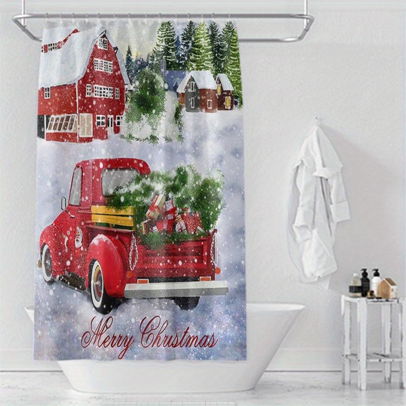 1p Waterproof Christmas Style Shower Curtain - Perfect for Bathroom Decor and Privacy Christmas Decorations Thanksgiving Gift