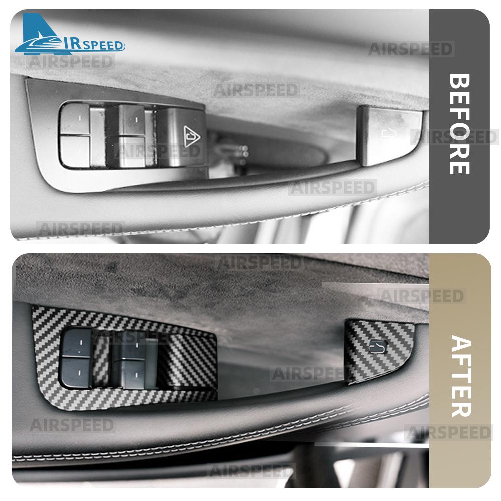 ABS Carbon Fiber 4pcs Window Lifter Switch Trim Cover LHD for Tesla Model Y Juniper Launch 2025 2026-UP Car Interior Accessories