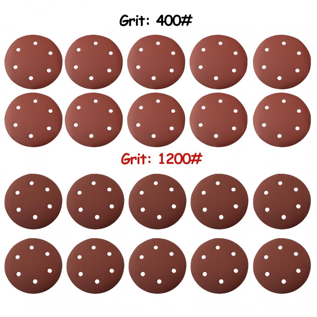 Neuestes Schleifpapier 10 Stück 40-2000 Körnung 6 Loch 9 Zoll/225 mm Aluminiumoxid Heißer Verkauf