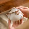 90ml Chinese Ru Kiln Ceramic Hand Grab Pot Handmade Flowers Pattern Teapot Beauty Tea Infuser Kettle Tea Pot Portable Tea Set