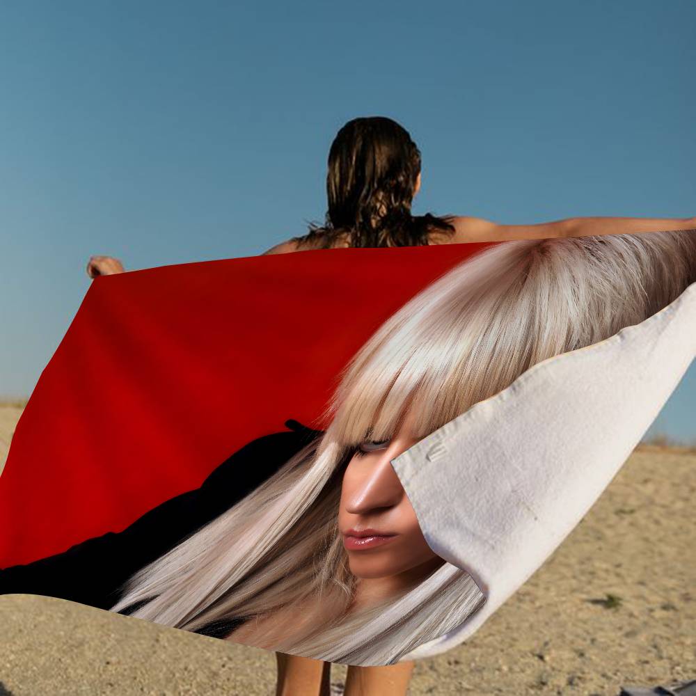 L-Lady Gaga Microfiber Printed Beach Towel Mountain Climbing Yoga Beach Swimming Running Absorbent Soft Towel