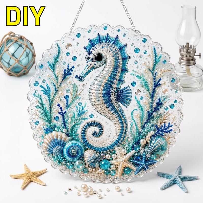 Ozeanperlen Kunst DIY Hängendes Ornament Kit 5D Spezielle Form Diamantmalerei für Erwachsene Fensteraufhängung Dekoration Geschenk für Bastelliebhaber