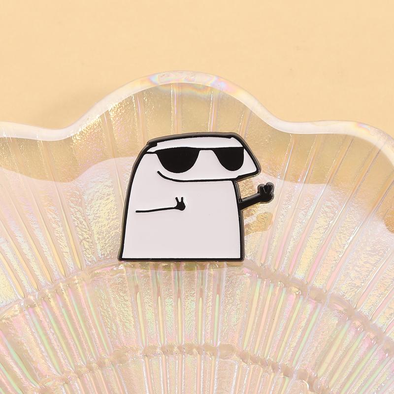 Flork Meme Emaille-Pins Lustige Einfache Strichmännchen-Broschen Anstecknadeln Cartoon Tier Katzen Schmuck Geschenk für Familie Freunde
