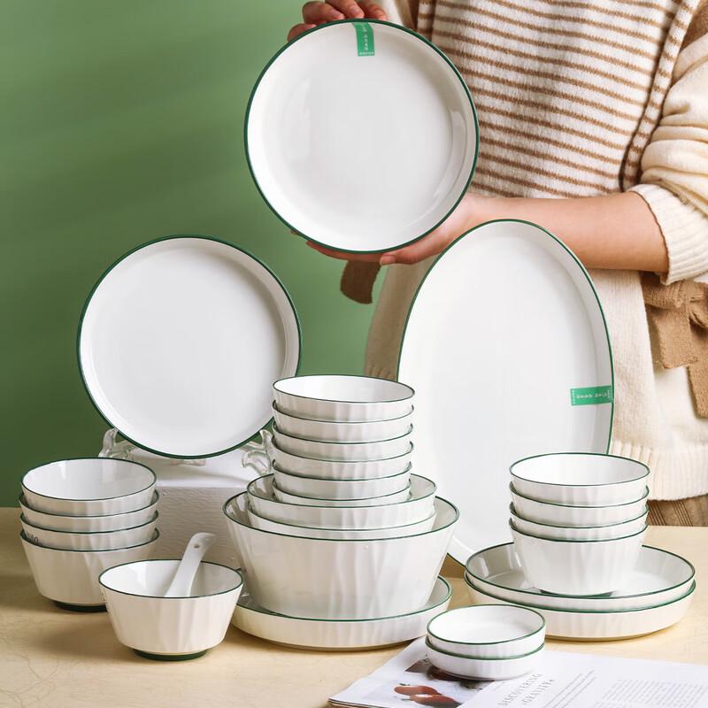 Керамический обеденный сервиз Jingdezhen с подглазурной росписью