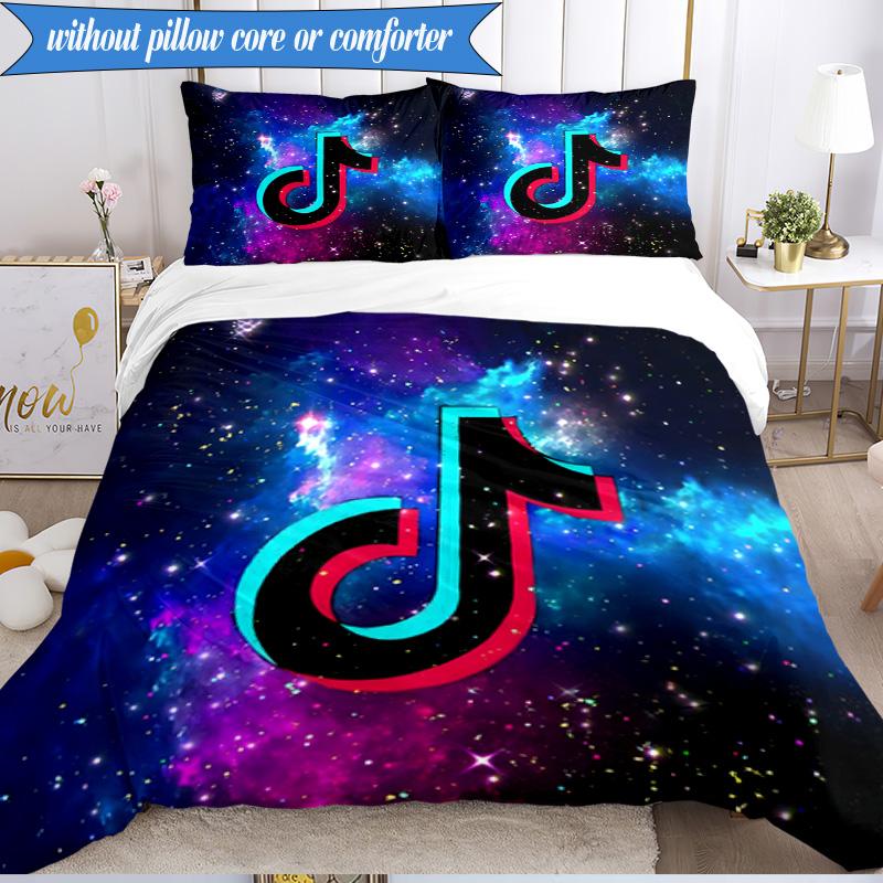 Neon Music Note 3pcs K-pop Music Group Bedding set,Ideal for Bedroom, Dormitory,Including Duvet Cover And 2pcs Pillowcases,Fan Gifts