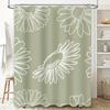 Modern Floral Shower Curtain Decorative Waterproof Washable for Bathrooms Green White Pattern