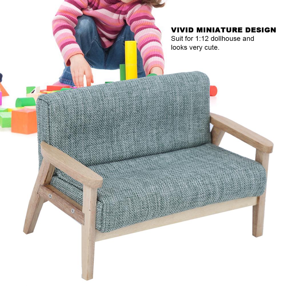 1:12    Ature   Toy Furniture Model Japanese Wooden Armchair Fabric Sofa