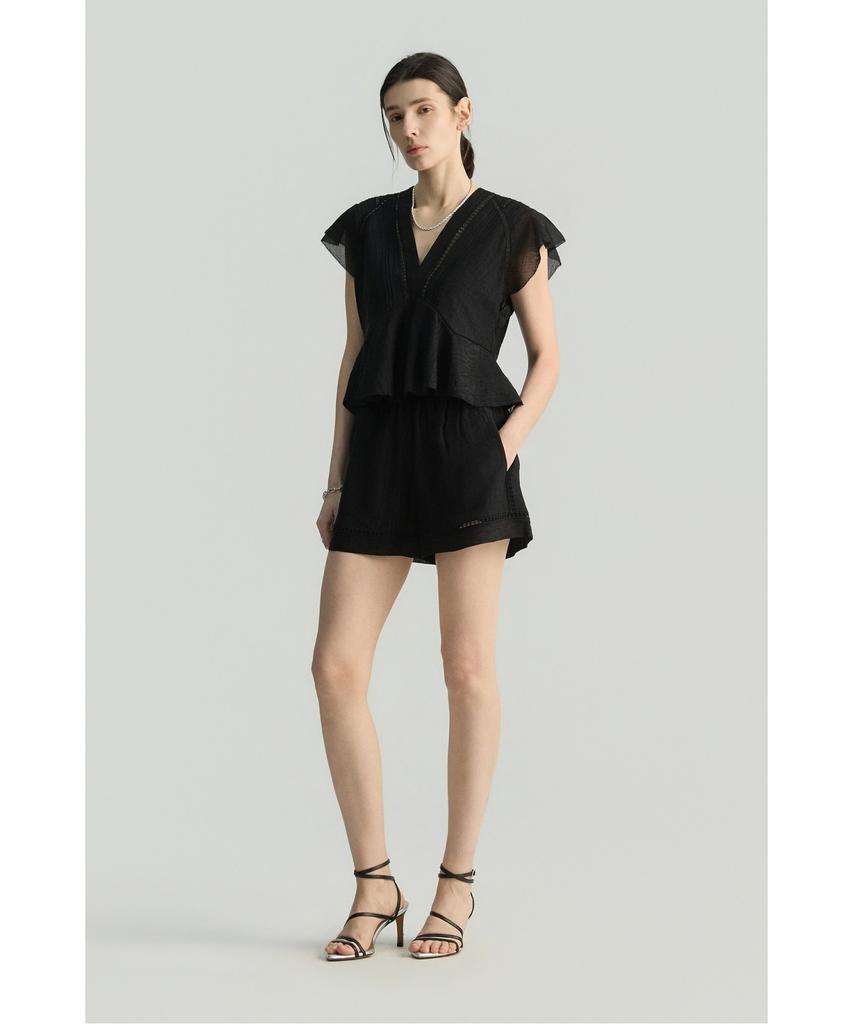 IROWOMEN Daviniaspe Lace Panel Banding Shorts Iopom26107Bkx