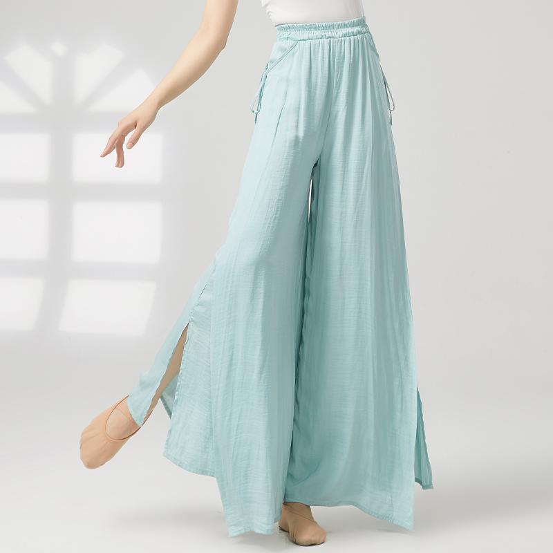 Women's Classical Chinese Dance Flowy Pants - Performance Practice Trousers for Modern Dance | Elegant Wide-Leg Dancewear