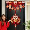 Flocking New Year Door Decoration Traditional Good Luck Chinese Lucky Ornament Zodiac Horse Fu Character Pendant