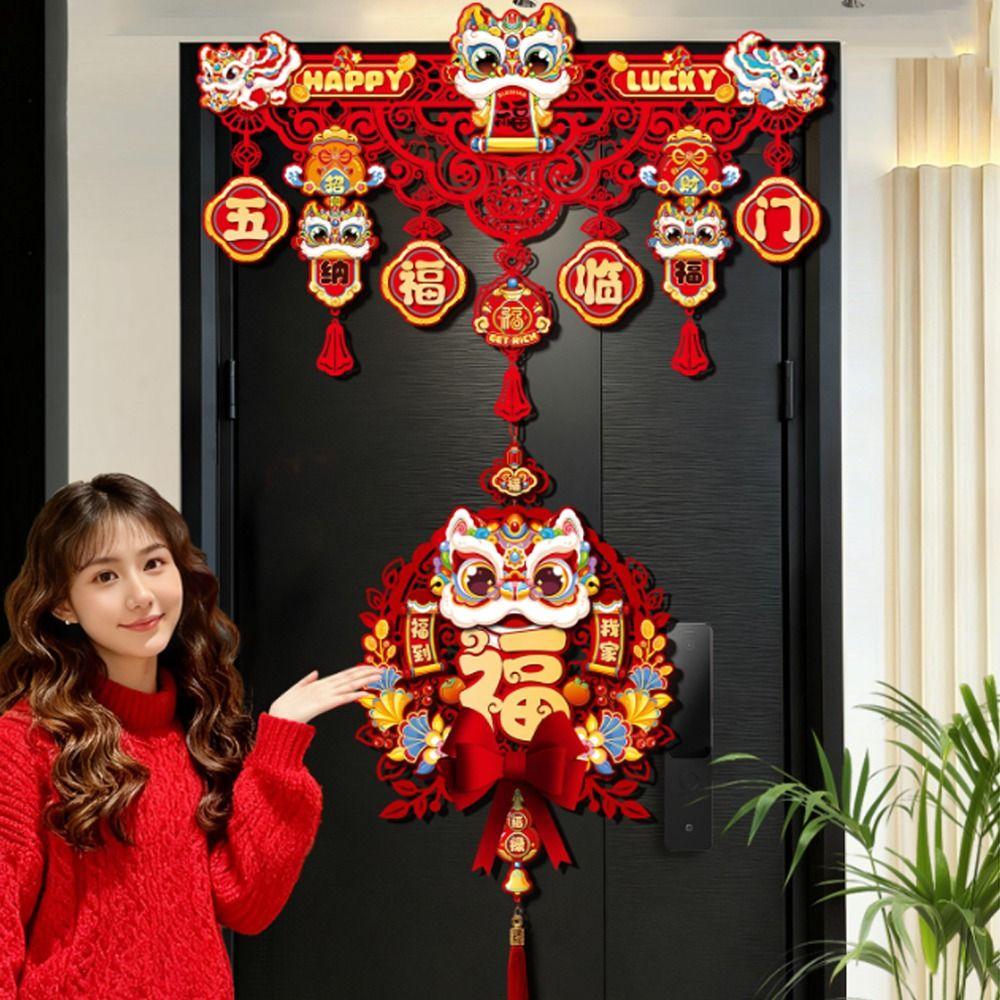 Flocking New Year Door Decoration Traditional Good Luck Chinese Lucky Ornament Zodiac Horse Fu Character Pendant