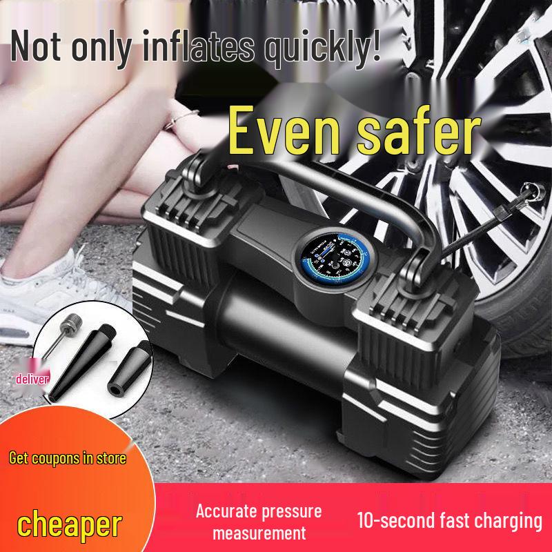 Portable 12V Dual Cylinder Car Tire Inflator with Light for Small Cars