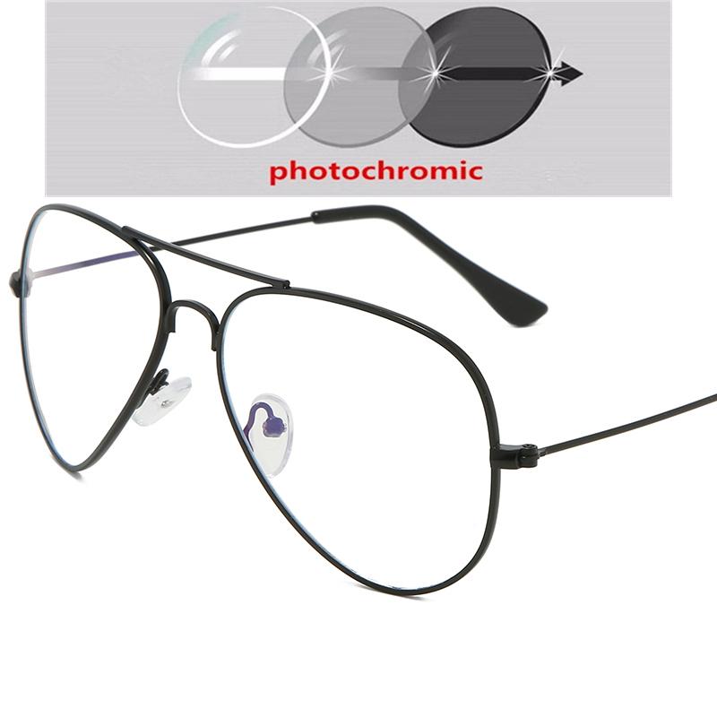 Blue Light Blocking Oval Myopic Glasses Women Men Fashion Metal Myopia Photochromic Eyeglasses Diopter 0 -0.5 -0.75 To -4.0