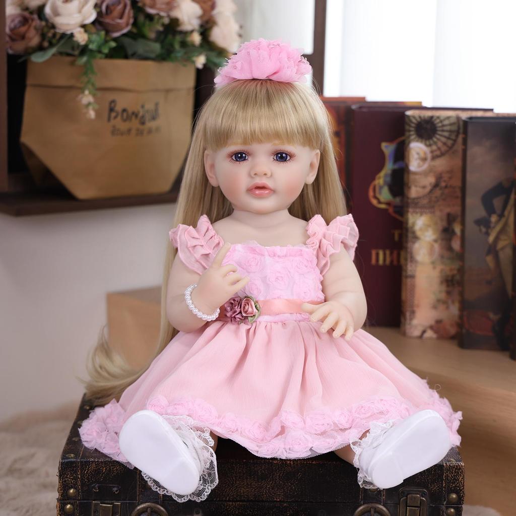 KEIUMI Reborn Doll Girl 55 Cm Bathe Silicone Vinyl Realistic Newborn Baby Dolls Early Educational Toy Kids Christmas Gift