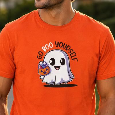 Ghost Halloween Tee, Spooky Go Boo Yourself Graphic Shirt