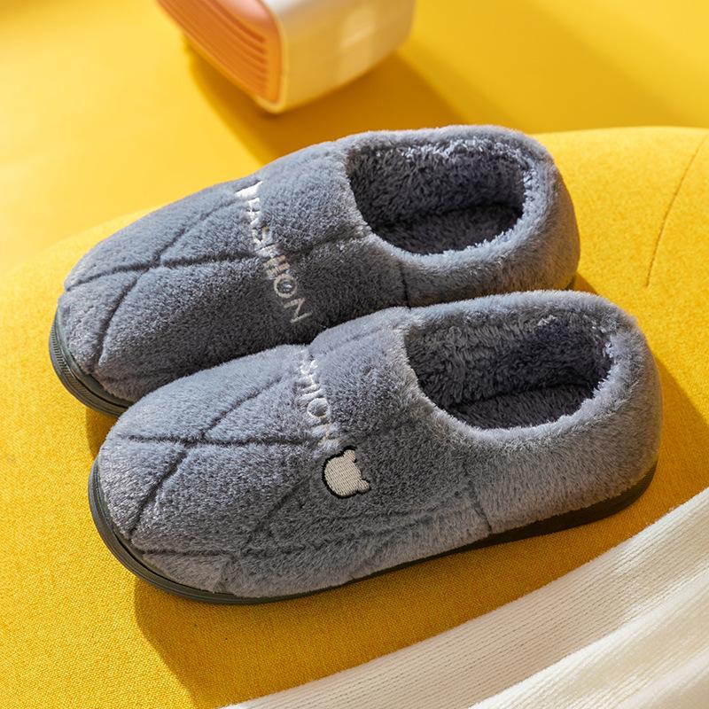 Cotton Slippers Down Couple Autumn and Winter Bag Heel Cotton Slippers Indoor Cotton Shoes Home Use Thickened Warm