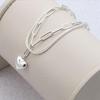[As Little] Chain Silver Bracelet Silver 925 Two-Line Heart Layered Gift