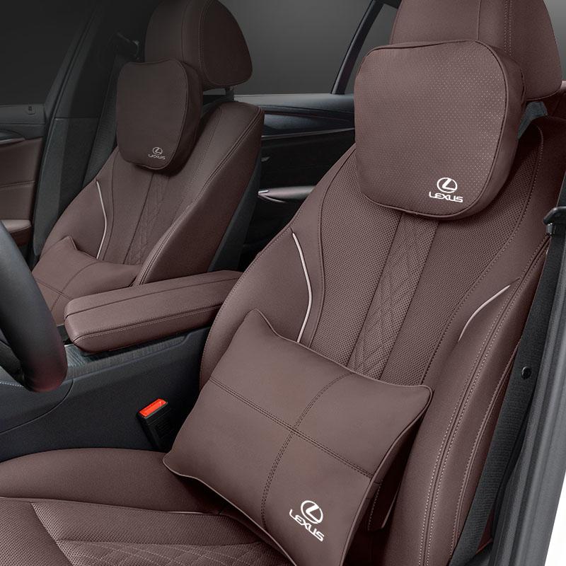 AIT1 Leather Car Seat Headrest Neck Pillow Lumbar Support For Lexus F SPORT LBX NX RX 350h 450h ES UX 300e GS IS LS LX CT LC RC GX460