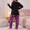 Plus Size Women Pajama Set AutumnWinter Long Sleeve Letter Print Top Plaid Sleepwear Pants Loose Ladies Soft Loungewear Homewear