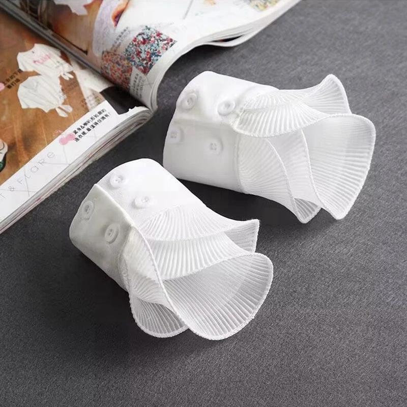 

Женские съемные накладные рукава с оборками, многослойные, однотонные, свитер, короткие декоративные манжеты на запястье, аксессуар для костюма