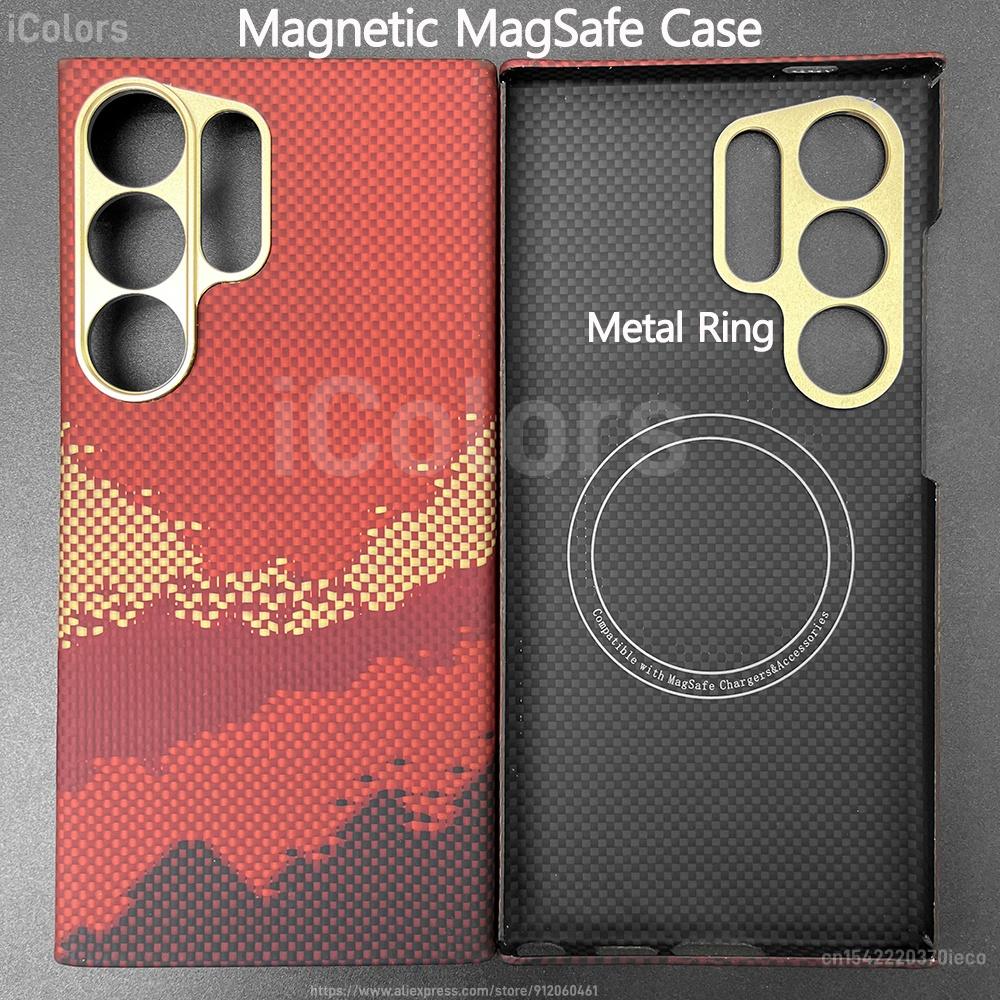 Magnetic MagSafe Case for Samsung Galaxy S24 Ultra Aramid Carbon Fiber Case Ultra Thin Lightweight Armor Protective Cover