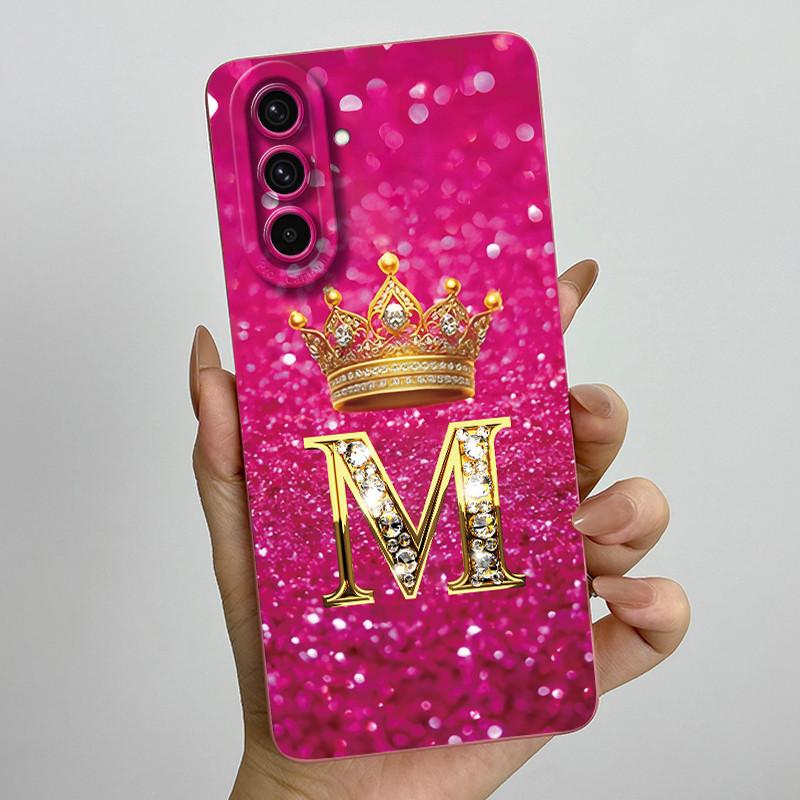 For Samsung Galaxy A37 A57 5G 2025 Crown Initial Letter Couple Phone Case SM-A376B SM-A5760 Soft Silicone Lens Protective Casing