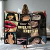1PC Billie Eilish Custom Name Patterned Flannel Blanket Suitable For All Seasons for Home Decor Warmth and Comfort Gifts Holiday Present