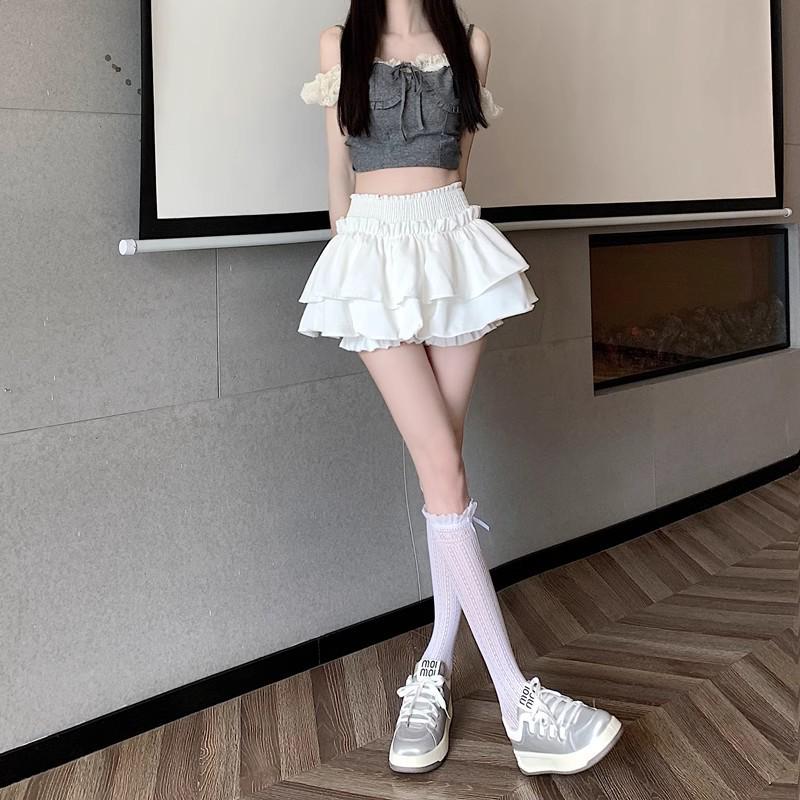 Herbstlicher High-Waist Petite Ballett Puffrock mit schlankmachender Chubby Hose - Süßer Stil Übergröße Damen Neuankömmling.