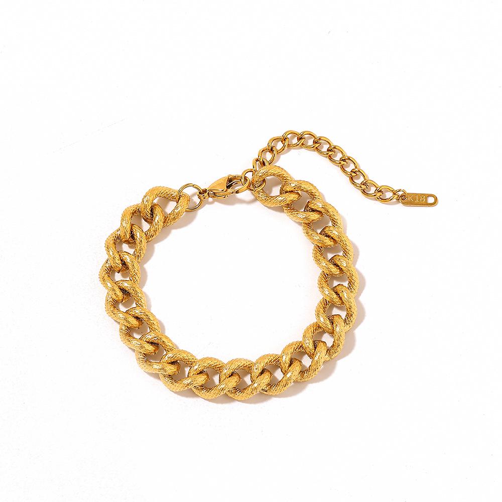 Yingtai Women's 18k Gold Non-Fading Twisted Chain Bracelet - Stainless and Titanium Steel, European and American Style, Fine Polish.