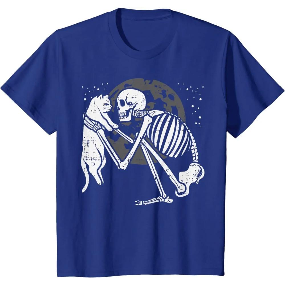 

Скелет кота черепа котенка милый гот Хэллоуин мужчины женщины дети футболка XXXXXL синий
