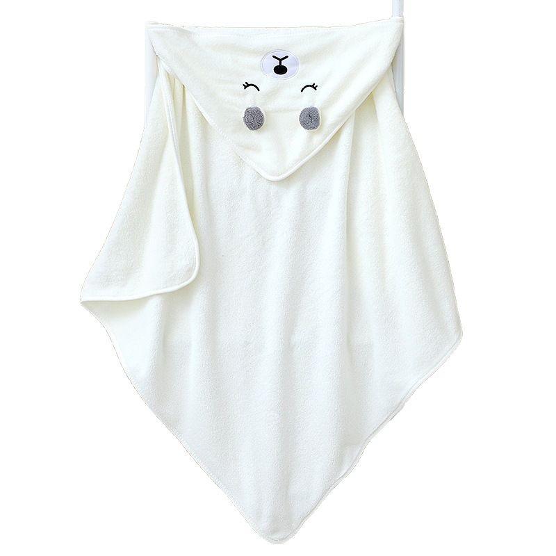 Toalha de Bebê com Capuz em Lã Coral e Manta Swaddle com Bordado de Desenho Animado