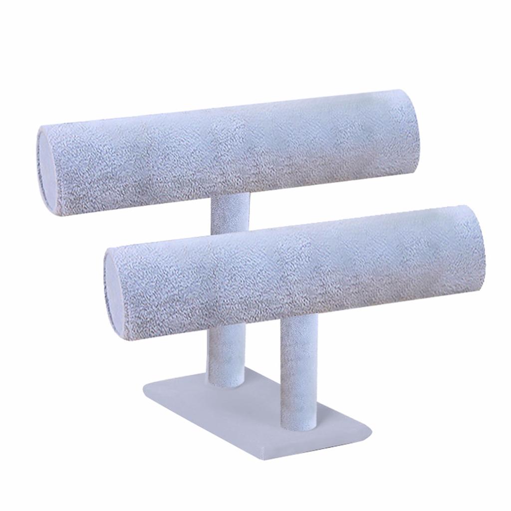 2-Tier Velvet Jewelry Bracelet Watch Rack Organizer Display Stand Holder