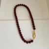 Elegant Crimson Beaded Necklace Double Toggle Clasp Strand Beaded Red Agate Necklace  Women Jewelry