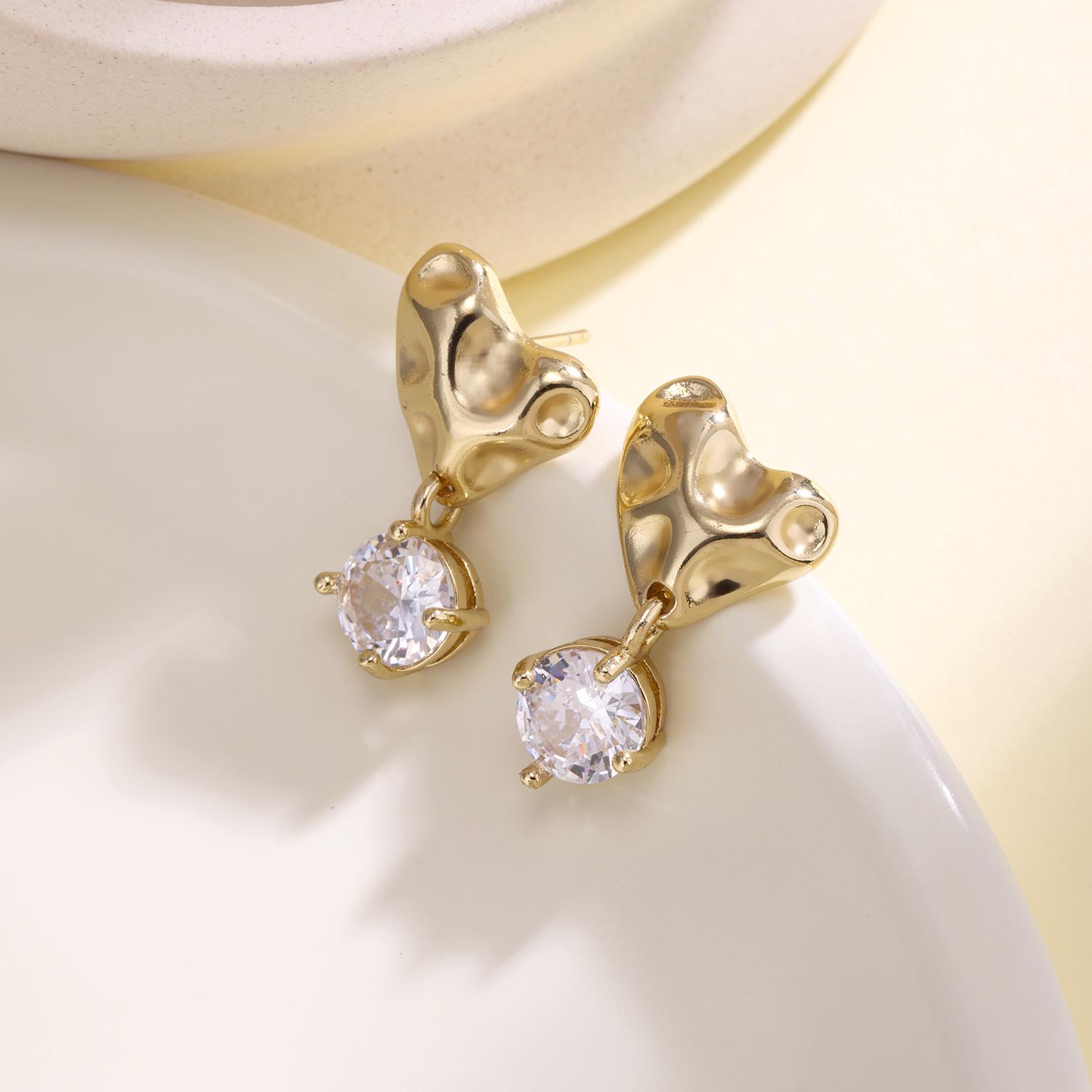 Nidin Irregular Metal Drop Earrings With Shiny Crystal Zircon Geometric Fashion Jewelry For Women Birthday/Anniversary Gifts