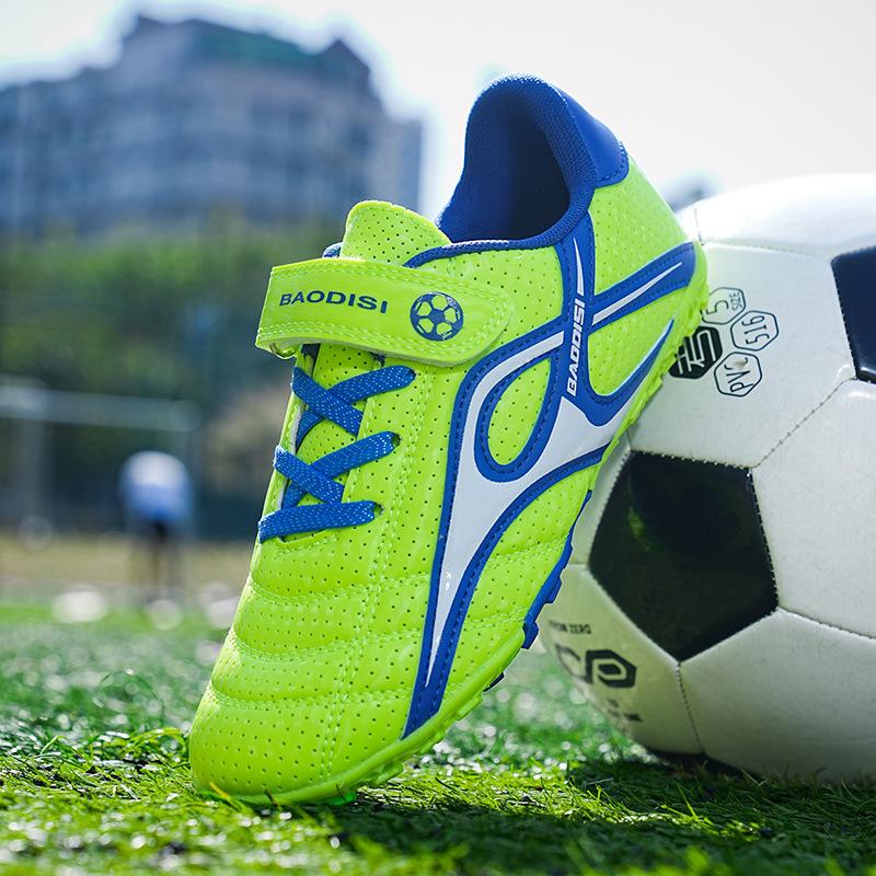 Mesh Velcro Children's Football Shoes Teen Students Breathable Broken Nails Middle and Older Children's Game Training Sneakers Men