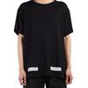 Off-White Cotton Striped Print Pattern Round Neck Short Sleeve T-Shirt Men Tops Black OMAA002G20JER0091034