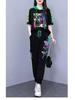 Women's Summer 2025 Hooded Tracksuit: Stylish Loose-Fit Two-Piece with Trendy Print Design.