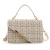 Simple Woven Plaid Texture Diagonal Buckle Women Small Square Bag Casual For