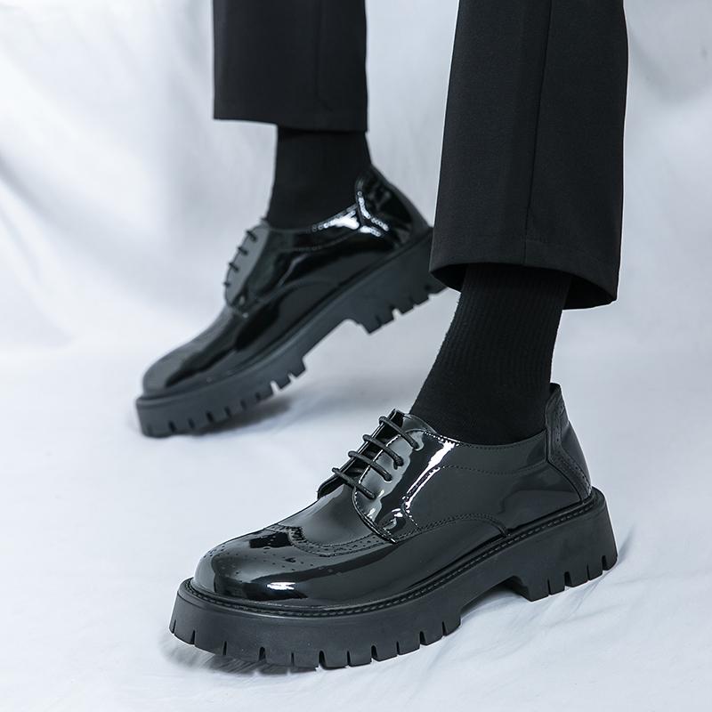 Fashion Fashion Brand Casual Leather Shoes Business Oxford Shoes Men's Soft Artificial Leather Non-slip Thick Soled Casual Driving Shoes