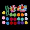 1 Pack DIY Craft Iron Wire Button Felt Rainbow Flower Bouquets Kit, Sewing