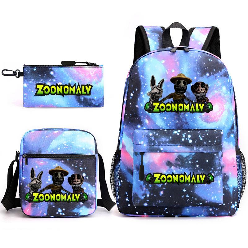 Deformed Zoo Surrounding Primary School Students Schoolbag Trend Starry Sky Backpack Leisure Three-piece Set