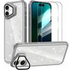Case + 2 Tempered Glasses for iPhone 16, Translucent Glossy Anti-Scratch Protection with Camera Protection - Gray