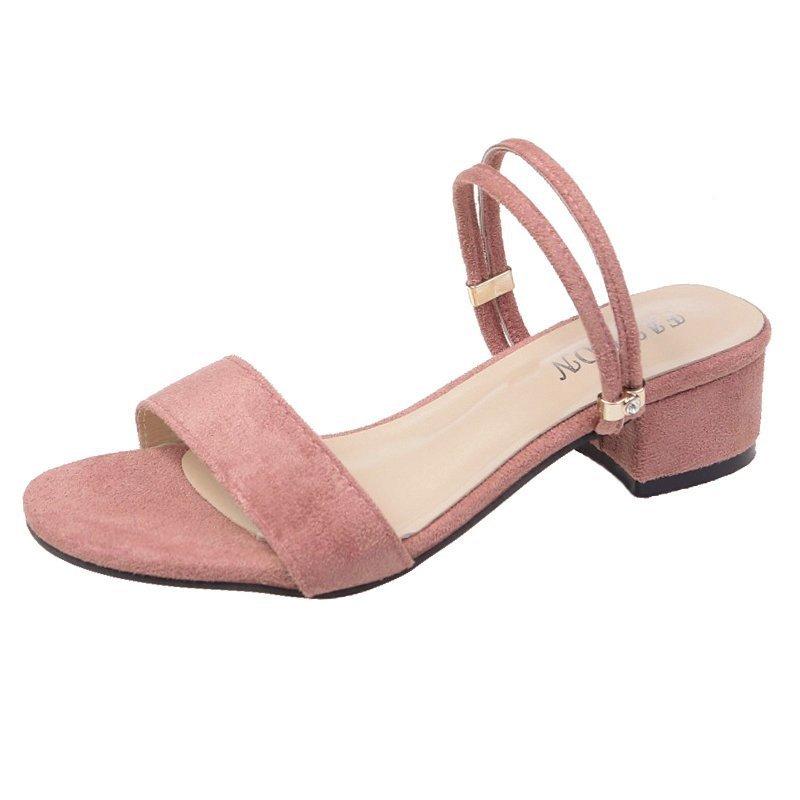 Große Größe Zwei-Wege-Sandalen, Damen Koreanische Version von Sandalen mit niedrigem Absatz, schlichtes Wort mit Zwei-Wege-Sandalen, europäische und amerikanische Größe 42 coole Slipper