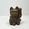 Tokoname Ware Portable Grip Maneki Neko Amulet Lucky Cat Olive Color