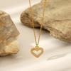 Hollow Heart Zircon Pendant Necklace Stainless Steel Luxury Chain Women's Versatile Jewelry