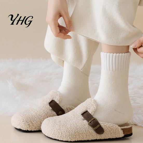 Heavy Duty Winter Boot Socks Women Thickened Socks, Solid Color Mid Calf Thermal Fleece Lined Non Binding Elastic Comfort Crew for Cold Weather, Soft